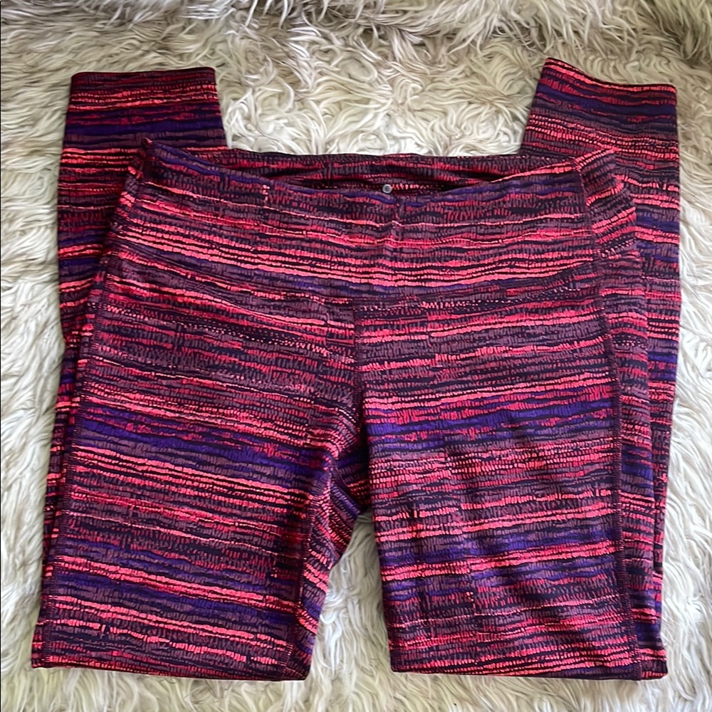 Athleta Red and Purple Patterned Leggings
